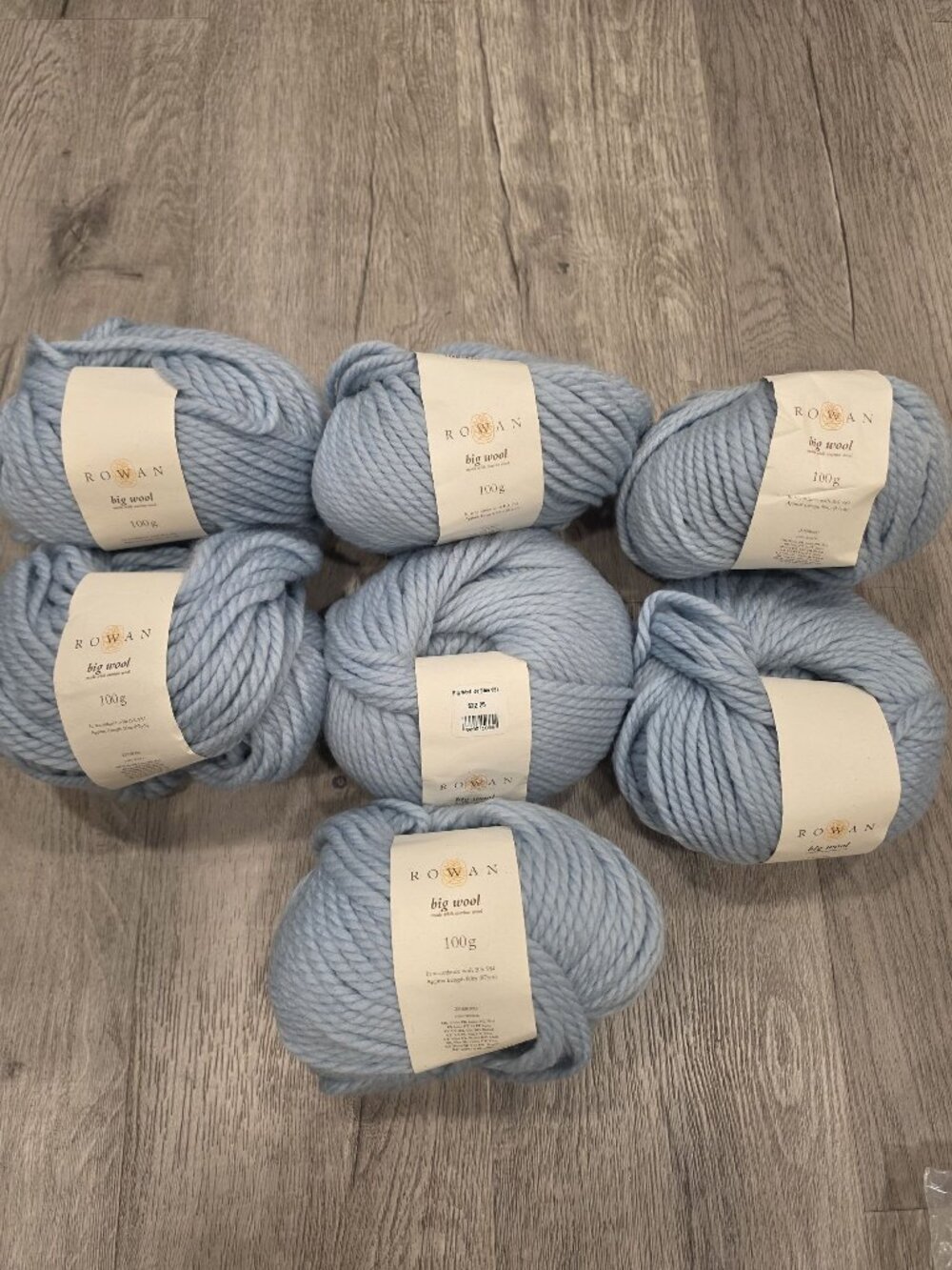 Rowan Big Wool Yarn Ice Blue 100g 87 Yards Lot Of 6 Skeins 100% Merino Wool